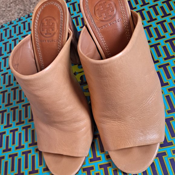Tory Burch Raya Leather Mule Sandal Sand - Picture 3 of 7